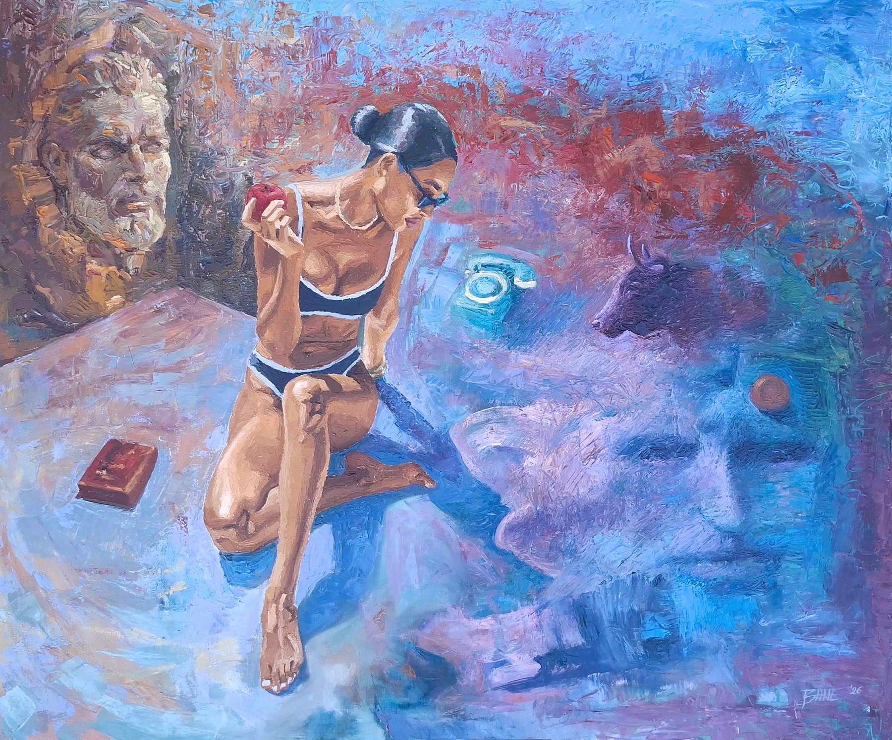 Apple of Discord, oil on canvas, 120 × 100 cm, 2026