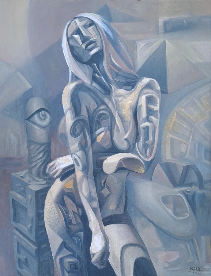 Platinum Silence, oil on canvas, 70 × 90 cm